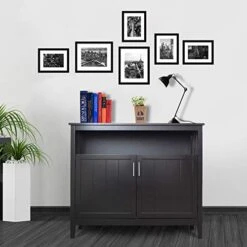 RASOO Buffet Cabinet With Storage Kitchen Dining Room Sideboard Buffet Storage Cabinet Buffet Server Cupboard Cabinet Console Table With 2 Doors And Adjustable Shelf