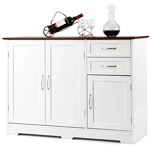 Giantex Buffet Sideboard Storage Credenza Cabinet Console Table Kitchen Dining Room Furniture Organizer, Entryway Cupboard With 2-Door Cabinet And 2 Drawers (White & Vermilion) 1 Giantex Buffet Sideboard Storage Credenza Cabinet Console Table Kitchen Dining Room Furniture Organizer, Entryway Cupboard With 2-Door Cabinet And 2 Drawers (White & Vermilion)