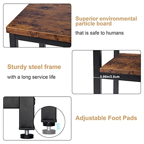 Tektalk Console Table Industrial Sofa Side Table With Metal Mesh Shelves Frame Easy Assembly For Hallway Entryway Living Room - Rustic Brown 4 Tektalk Console Table Industrial Sofa Side Table With Metal Mesh Shelves Frame Easy Assembly For Hallway Entryway Living Room - Rustic Brown - Image 4