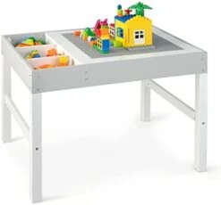 Costzon Kids Table, 3 In 1 Wooden Building Block Desk W/Storage, Double-Sided Tabletop For Toddler Arts, Crafts, Drawing, Reading, Playing, Gift For Boys Girls, Children Activity Table (White & Gray) 13 Costzon Kids Table, 3 In 1 Wooden Building Block Desk W/Storage, Double-Sided Tabletop For Toddler Arts, Crafts, Drawing, Reading, Playing, Gift For Boys Girls, Children Activity Table (White & Gray) -Best Furniture Store 41dHgFoIdXL. AC