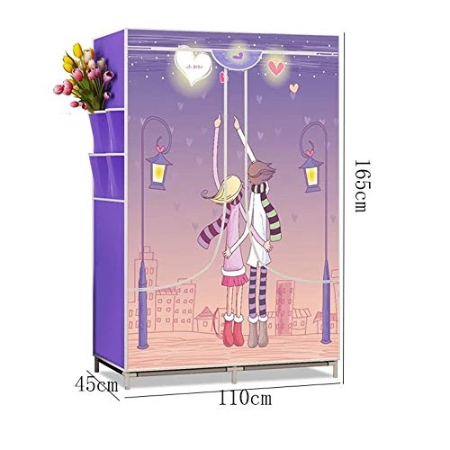 HMGGDD Simple Wardrobe Reinforced Thicken Cloth Sturdy Steel Frame Assembly Oxford Locker Hanging Wardrobe 2 HMGGDD Simple Wardrobe Reinforced Thicken Cloth Sturdy Steel Frame Assembly Oxford Locker Hanging Wardrobe - Image 2