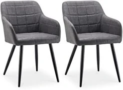 CLIPOP Upholstered Modern Dining Chair Set Of 4, Faux Leather Kitchen Armchair With Padded Seat, Armrest, Heavy Duty Metal Leg, Leisure Side Chair For Living Room Lounge Cafe, Light Grey 17 CLIPOP Upholstered Modern Dining Chair Set Of 4, Faux Leather Kitchen Armchair With Padded Seat, Armrest, Heavy Duty Metal Leg, Leisure Side Chair For Living Room Lounge Cafe, Light Grey -Best Furniture Store 41dXW9l1ZqL. AC