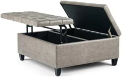 SIMPLIHOME Harrison 36 Inch Wide Square Coffee Table Lift Top Storage Ottoman In Upholstered Slate Grey Tufted Linen Look Fabric For The Living Room, Transitional 21 SIMPLIHOME Harrison 36 Inch Wide Square Coffee Table Lift Top Storage Ottoman In Upholstered Slate Grey Tufted Linen Look Fabric For The Living Room, Transitional -Best Furniture Store 41dXpBAlo1L. AC