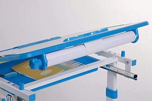 Kids Desk And Chair Set, Functional Children Desk Study Table, Tilted Table Height-Adjustable Desk And Chair Combination With LED Light, Storage Drawers For Boys And Girls, Blue 4 Kids Desk And Chair Set, Functional Children Desk Study Table, Tilted Table Height-Adjustable Desk And Chair Combination With LED Light, Storage Drawers For Boys And Girls, Blue - Image 4