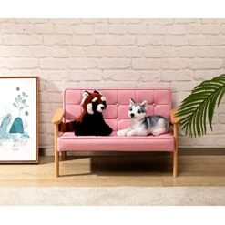 DOEWORKS Armrest Double Seat Toddler Couch, Upholstered Kids Sofa Chair With Solid Wooden Frame, Bedroom, Preschool, Living Room, Pink -Best Furniture Store 41ddeJSrLtL