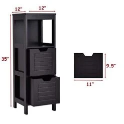 GLACER Bathroom Floor Cabinet, Wooden Free Standing Side Storage Cabinet With Two Removable Drawers For Flexible Storing, Suitable For Bathroom, Living Room, Bedroom, 12 X 12 X 35 Inches (Black) 11 GLACER Bathroom Floor Cabinet, Wooden Free Standing Side Storage Cabinet With Two Removable Drawers For Flexible Storing, Suitable For Bathroom, Living Room, Bedroom, 12 X 12 X 35 Inches (Black) -Best Furniture Store 41de0Fxz7IL