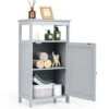 GLACER Floor Storage Cabinet, Multifunctional Side Storage Cabinet With Three-Position Adjustable Shelves, Ideal For Bathroom, Living Room, Bedroom Or Corridor, 18 X 12 X 33 Inches (Grey)