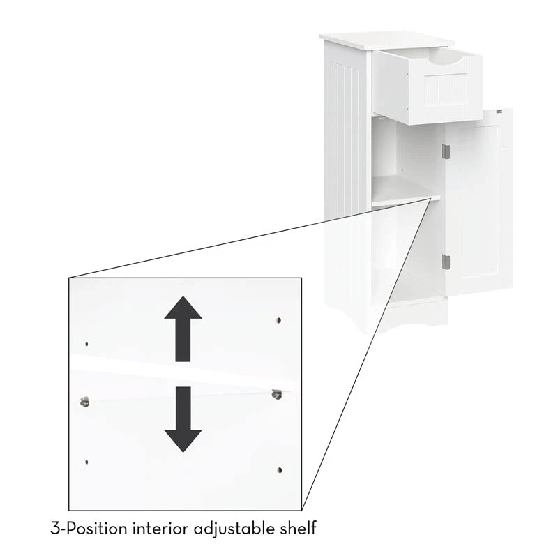 RiverRidge, White Ashland Slim Cabinet With Drawer, Size 1 RiverRidge, White Ashland Slim Cabinet With Drawer, Size
