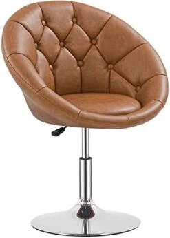 Yaheetech Round Tufted Back Chair Living Room Chair Contemporary Height Adjustable Vanity Chair 360° Swivel Accent Chair Modern Look, White -Best Furniture Store 41dtCZ5ZC4L. AC