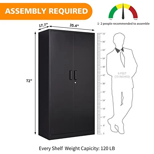 MIIIKO Steel Cabinet Wardrobe, Metal Locker Cabinet With Hanging Rod, Metal Clothing Locker Storage For Home, Office, Garage And Changing Room 3 MIIIKO Steel Cabinet Wardrobe, Metal Locker Cabinet With Hanging Rod, Metal Clothing Locker Storage For Home, Office, Garage And Changing Room - Image 3