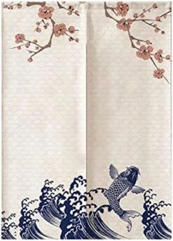 Japanese Noren Doorway Curtain Cotton Linen For Window Panel Privacy Partition Divider Kitchen Door Decor (Wave,31 X 60inch) -Best Furniture Store 41dy4SGDFUL. AC