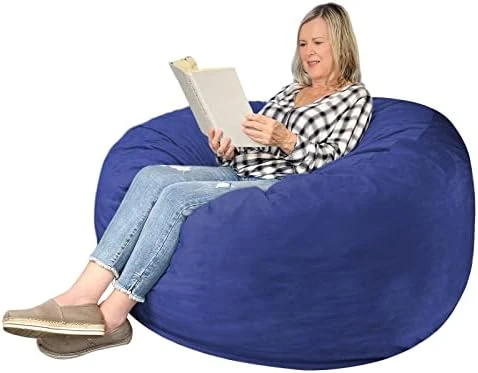 EDUJIN 4 Ft Bean Bag Chairs For Adults With Filling: 4' Large Memory Foam Filled Bean Bag Chairs For Teens,Ultra Soft Dutch Velvet Cover,Round Fluffy Lazy Sofa For Living Room - 4 Foot, Black 5 EDUJIN 4 Ft Bean Bag Chairs For Adults With Filling: 4' Large Memory Foam Filled Bean Bag Chairs For Teens,Ultra Soft Dutch Velvet Cover,Round Fluffy Lazy Sofa For Living Room - 4 Foot, Black - Image 5