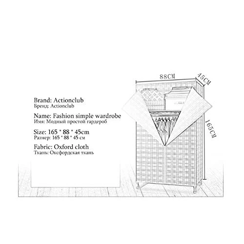 HMGGDD No-Installation Folding Wardrobe Family Bedroom Cloth Art Cabinet All-Steel Frame Rental Room Simple Dormitory Cloth Ward 2 HMGGDD No-Installation Folding Wardrobe Family Bedroom Cloth Art Cabinet All-Steel Frame Rental Room Simple Dormitory Cloth Ward - Image 2