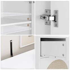 FOTOSOK Buffet Cabinet, Rattan Kitchen Cabinet With 3 Doors And 3 Drawers, Sideboard With Storage And Adjustable Shelves, Rattan Buffet Table For Kitchen Dining Room Living Room Hallway 7 FOTOSOK Buffet Cabinet, Rattan Kitchen Cabinet With 3 Doors And 3 Drawers, Sideboard With Storage And Adjustable Shelves, Rattan Buffet Table For Kitchen Dining Room Living Room Hallway -Best Furniture Store 41eERsZZAEL