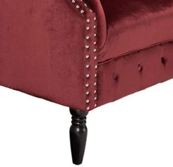 Great Deal Furniture Melaina Tufted Chesterfield Velvet Loveseat With Scrolled Arms, Garnet And Dark Brown -Best Furniture Store 41eZgWGP30L
