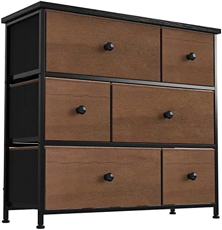6 Drawer Dresser For Bedroom Chest Of Drawers Closets Storage Units Organizer Tower Steel Frame Wooden Top Living Room Entryway Office (Black Grey) YLZ6B4 10 6 Drawer Dresser For Bedroom Chest Of Drawers Closets Storage Units Organizer Tower Steel Frame Wooden Top Living Room Entryway Office (Black Grey) YLZ6B4 - Image 10