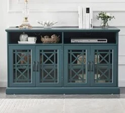 WTRAVEL Buffet Sideboard Kitchen Buffet Storage Cabinet, 2 Doors Storage Cabinet With Adjustable Shelves, Wood Console Table For Kitchen, Dining, Living Room, Teal Blue -Best Furniture Store 41efg jzkqL. AC