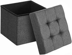 SONGMICS 43 Inches Folding Storage Ottoman Bench, Storage Chest, Foot Rest Stool, Bedroom Bench With Storage, Holds Up To 660 Lb, Dark Gray ULSF77K -Best Furniture Store 41emd8XGNSL. AC