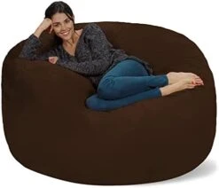 Chill Sack Bean Bag Chair: Giant 5' Memory Foam Furniture Bean Bag - Big Sofa With Soft Micro Fiber Cover - Dark Gray -Best Furniture Store 41enYYcyjL. AC