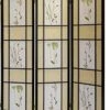 3 Panel Room Divider Privacy Screen Botanical Floral Accented Black 71” Tall