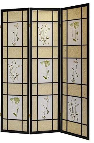 3 Panel Room Divider Privacy Screen Botanical Floral Accented Black 71” Tall 1 3 Panel Room Divider Privacy Screen Botanical Floral Accented Black 71” Tall