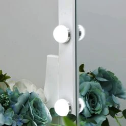 Anity Set With Lighted Mirror, 10 LED Dimmable Bulbs, Cushioned Stool, Makeup Vanity Makeup Table Dressing Table 5 Drawers 2 Dividers Removable Organizers White FST08W 13 Anity Set With Lighted Mirror, 10 LED Dimmable Bulbs, Cushioned Stool, Makeup Vanity Makeup Table Dressing Table 5 Drawers 2 Dividers Removable Organizers White FST08W -Best Furniture Store 41fHUX5syYL