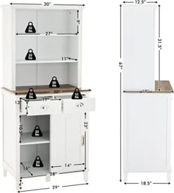 PETSITE Kitchen Pantry Storage Cabinet, 67" Freestanding Microwave Cupboard With Sliding Door Cabinet, Drawers & Shelves, Buffet With Hutch For Living Room, Dining Room, White -Best Furniture Store 41fHhuq1eKL