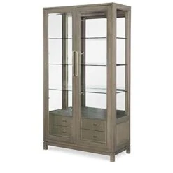 Legacy Classic Highline Bunching Glass Display Cabinet In Greige Wood