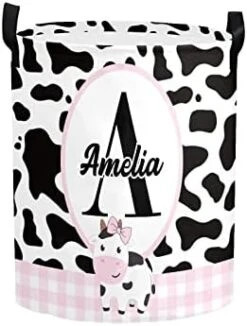 Personalized Laundry Basket Hamper,Cow Sunflower Wreath,Collapsible Storage Baskets With Handles For Kids Room,Clothes, Nursery Decor -Best Furniture Store 41fQ7EgNNTL. AC