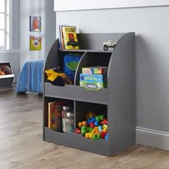 Badger Basket Four Bin Bookshelf-Charcoal Storage Cubby