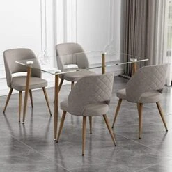 FURNITO Glass Dining Table Set For 4, 5 Piece Kitchen Dining Table Set With Modern PU Leather Chairs Set Of 4,for Dining Room,Living Room Table Set (1 X 47 Inch Glass Table+4 Leather Chairs) 14 FURNITO Glass Dining Table Set For 4, 5 Piece Kitchen Dining Table Set With Modern PU Leather Chairs Set Of 4,for Dining Room,Living Room Table Set (1 X 47 Inch Glass Table+4 Leather Chairs) -Best Furniture Store 41fSpD84 0L. AC