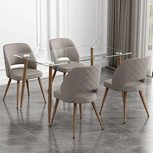 FURNITO Glass Dining Table Set For 4, 5 Piece Kitchen Dining Table Set With Modern PU Leather Chairs Set Of 4,for Dining Room,Living Room Table Set (1 X 47 Inch Glass Table+4 Leather Chairs) 7 FURNITO Glass Dining Table Set For 4, 5 Piece Kitchen Dining Table Set With Modern PU Leather Chairs Set Of 4,for Dining Room,Living Room Table Set (1 X 47 Inch Glass Table+4 Leather Chairs) - Image 7