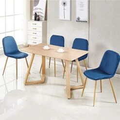 Beaugreen Velvet Dining Chairs Set Of 4 Modern Dining Room & Kitchen Chairs Side Chair With Metal Legs For Home & Kitchen(Blue) -Best Furniture Store 41fYS1HUkhL