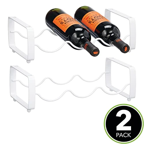 MDesign Metal Steel 3 Bottle Modular Wine Rack Storage Organizer For Kitchen Countertop, Table Top, Pantry, Fridge - Holder For Wine, Beer, Pop/Soda, Water, Stackable - 2 Pack - Matte White 1 MDesign Metal Steel 3 Bottle Modular Wine Rack Storage Organizer For Kitchen Countertop, Table Top, Pantry, Fridge - Holder For Wine, Beer, Pop/Soda, Water, Stackable - 2 Pack - Matte White