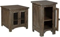 Signature Design By Ashley Wystfield Farmhouse End Table With Storage, Distressed White & Brown Finish -Best Furniture Store 41fpYEnTr9L. AC