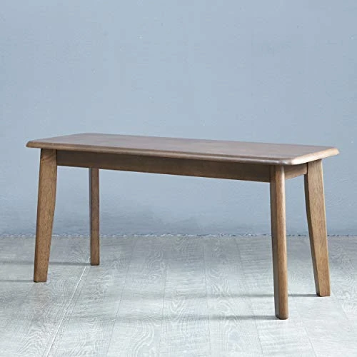 Livinia Canberra 37.4" Wooden Dining Bench/Mid Century Modern Solid Malaysian Oak Kitchen Bench (Walnut) 6 Livinia Canberra 37.4" Wooden Dining Bench/Mid Century Modern Solid Malaysian Oak Kitchen Bench (Walnut) - Image 6