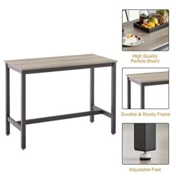 KIVENJAJA Bar Table And Chairs Set For 4, 5-Piece Rectangle Pub Bistro Table And PU Upholstered Stools With Backrest, Counter Height Dining Table Set For Kitchen Breakfast Nook Restaurant, Grey 10 KIVENJAJA Bar Table And Chairs Set For 4, 5-Piece Rectangle Pub Bistro Table And PU Upholstered Stools With Backrest, Counter Height Dining Table Set For Kitchen Breakfast Nook Restaurant, Grey -Best Furniture Store 41fweVkrZML