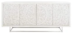 Safavieh Couture Home Collection Salvatore White Hand Carved Storage Buffet Sideboard -Best Furniture Store 41g37ks5yVL