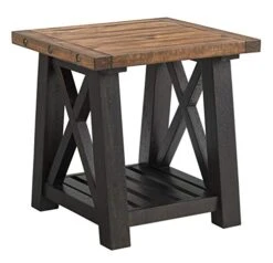 Martin Svensson Home, End Table, Black Stain And Natural
