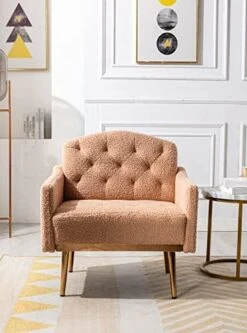 KINFFICT Modern Accent Chair, Upholstered Single Sofa Arm Chair For Living Room And Bedroom, Upholstered Comfy Armchair Chair With Solid Tapered Metal Legs, White -Best Furniture Store 41g5Nl0sfRL. AC