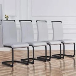 Baysitone Modern Dining Chairs Set Of 4, Side Dining Room Chairs, Kitchen Chairs With Faux Leather Padded Seat High Back, Chairs For Dining Room,Kitchen, Living Room Light Grey -Best Furniture Store 41gKJscFYFL. AC