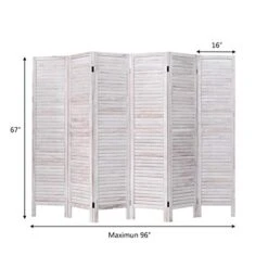 6 Panel Wood Room Divider, 5.6 Ft Tall Oriental Folding Freestanding Partition Privicy Room Dividers Screen For Home, Office, Restaurant, Bedroom (White) -Best Furniture Store 41gNrPV77IL
