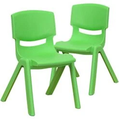 Flash Furniture Whitney 2 Pack Green Plastic Stackable School Chair With 12" Seat Height