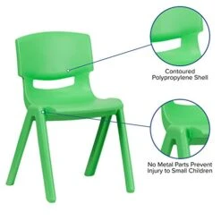 Flash Furniture Whitney 2 Pack Green Plastic Stackable School Chair With 15.5" Seat Height -Best Furniture Store 41gRsRf2ZpL