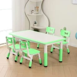 Easy To Assemble Wooden Kids Table And Chair Set, Toddler Table And Chair Set With 7-Speed Height Adjustable For Ages 2-12, Easy To Wipe Graffiti Desktop 15 Easy To Assemble Wooden Kids Table And Chair Set, Toddler Table And Chair Set With 7-Speed Height Adjustable For Ages 2-12, Easy To Wipe Graffiti Desktop -Best Furniture Store 41gVGNqedL. AC