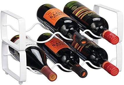 MDesign Metal Steel 3 Bottle Modular Wine Rack Storage Organizer For Kitchen Countertop, Table Top, Pantry, Fridge - Holder For Wine, Beer, Pop/Soda, Water, Stackable - 2 Pack - Matte White 10 MDesign Metal Steel 3 Bottle Modular Wine Rack Storage Organizer For Kitchen Countertop, Table Top, Pantry, Fridge - Holder For Wine, Beer, Pop/Soda, Water, Stackable - 2 Pack - Matte White - Image 10