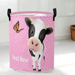 Custom Name Strawberry Cow Pattern Storage Bin Waterproof Nursery Storage Basket With Durable Handles Dirty Clothes Hamper For Bedroom Bathroom -Best Furniture Store 41gehq9 bZL. AC