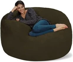 Chill Sack Bean Bag Chair: Giant 5' Memory Foam Furniture Bean Bag - Big Sofa With Soft Micro Fiber Cover - Dark Gray -Best Furniture Store 41gfVRRsdwL. AC