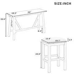 GLANZEND Multipurpose Set With 3 Upholstered Stools, Easy To Assemble, Table Weight Capacity 350 LBS, For Living, Guest Room, Home Bar, Kitchen, Gray -Best Furniture Store 41glaDQdk4L