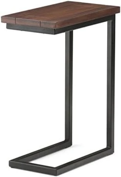 SIMPLIHOME Skyler SOLID MANGO WOOD And Metal 18 Inch Wide Rectangle Industrial C Side Table In Dark Cognac Brown, Fully Assembled, For The Living Room And Bedroom -Best Furniture Store 41gnxEm1muL. AC